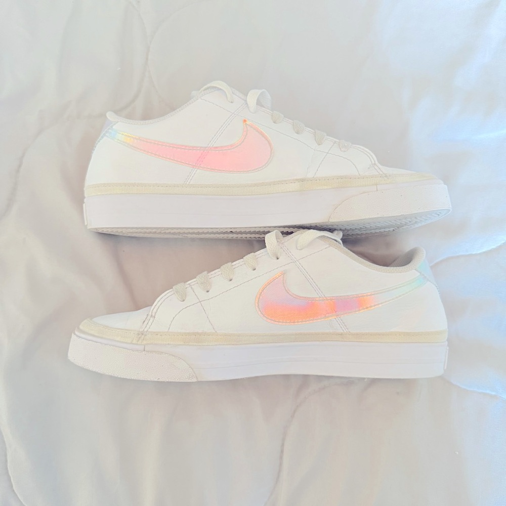 Nike white and iridescent Court Legacy Next Nature